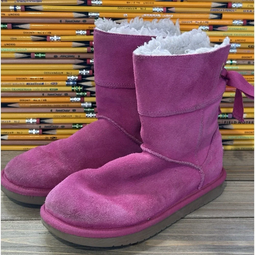 Koolaburra by UGG Victoria Boots Suede Girls Size 2 Pink Good